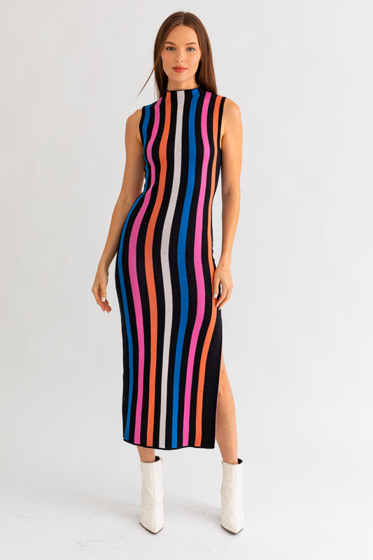 TUBE MAXI SEMI-FORMAL KNIT MULTICOLOR DRESS