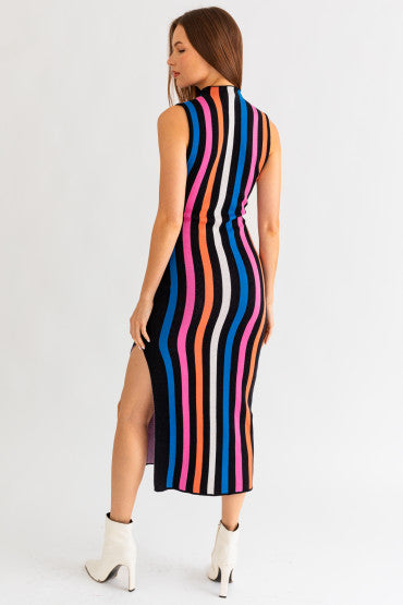 TUBE MAXI SEMI-FORMAL KNIT MULTICOLOR DRESS