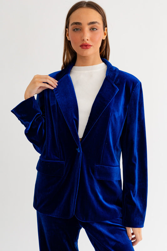 BLUE VELVET LONG BLAZER